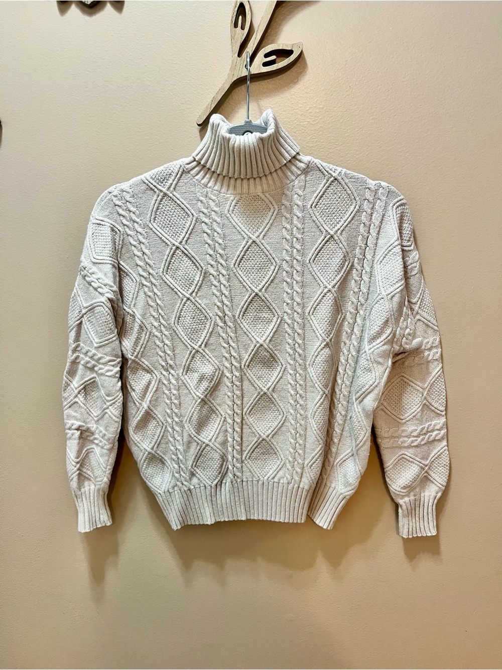 Truth by Republic Off White Cable-Knit Turtleneck Sweater Size XS